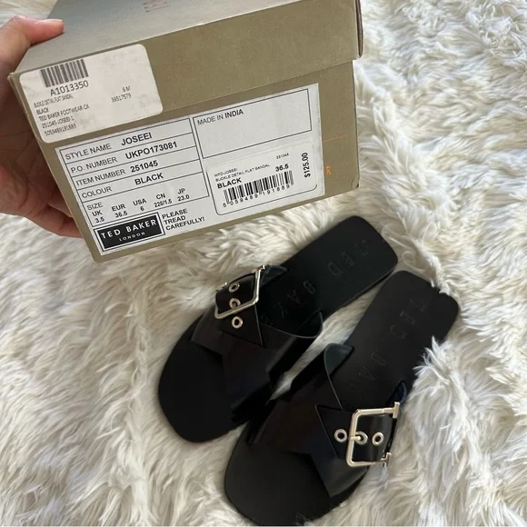 Ted Baker London Buckle Detail Slide Sandal (slide)
BLACK, Size 6 M - Picture 2 of 7